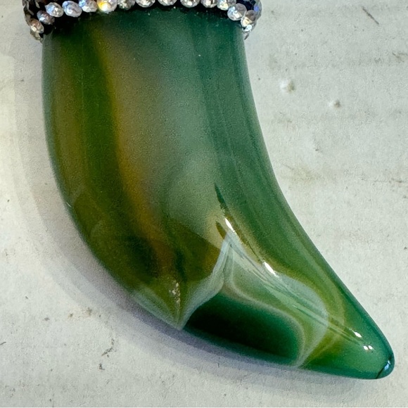 Handmade Large Heavy Blinged-Out Claw Horn Fang Pendant 2.25" long One of a Kind - Picture 11 of 15